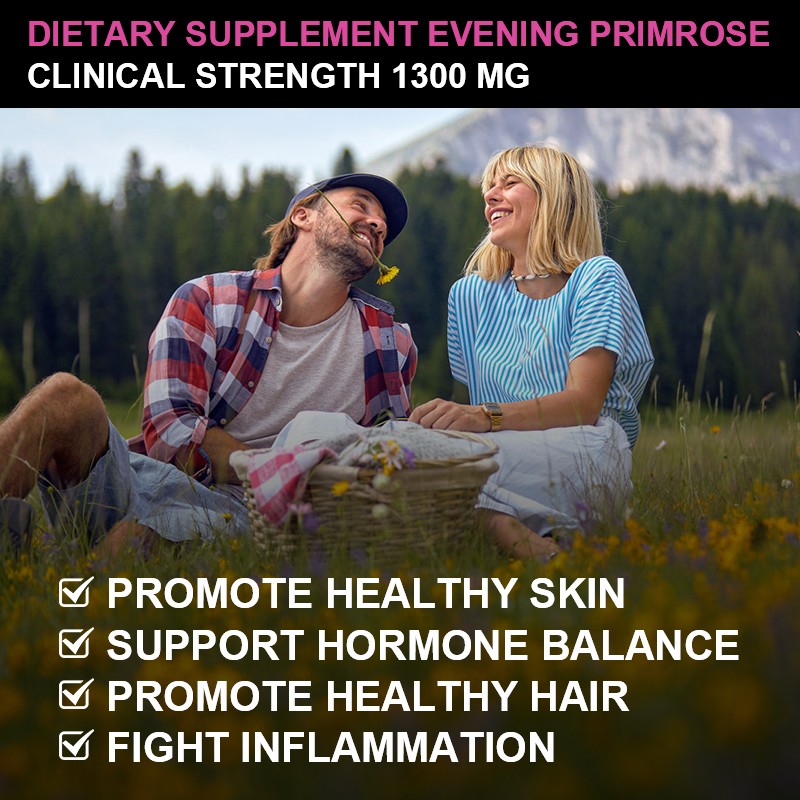 Evening Primrose Oil 1300mg 240 Softgels | 120mg GLA for Skin & Hormone Balance