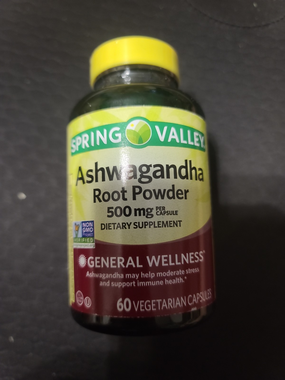 Spring Valley Ashwagandha Root Powder 500 mg Vegetarian Capsules – 60 ct