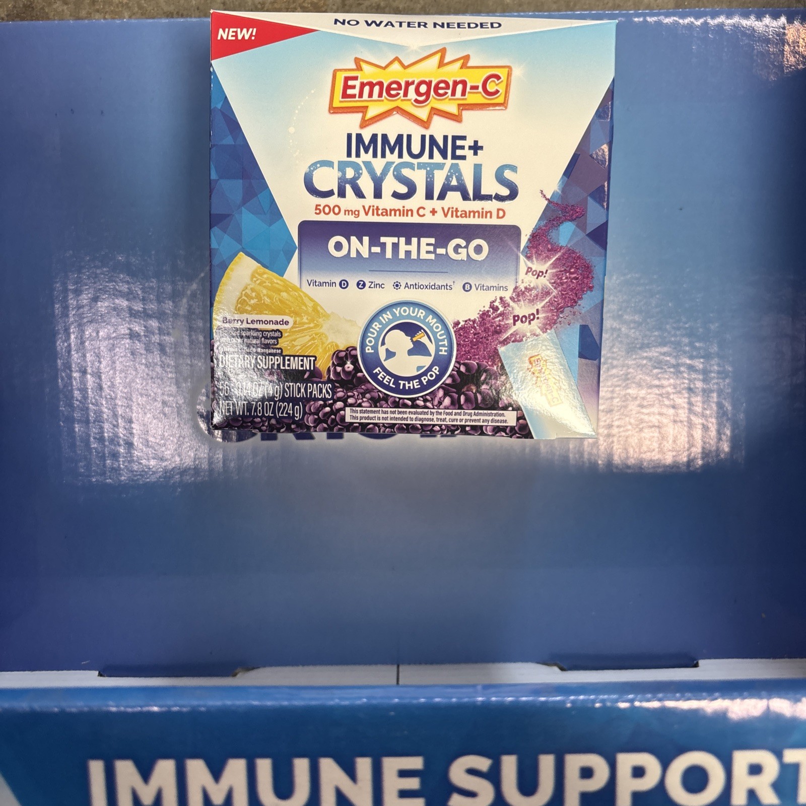 Emergen-C Immune+ Crystals Berry Lemonade 56 Packs Vitamin C D Zinc exp 10/26