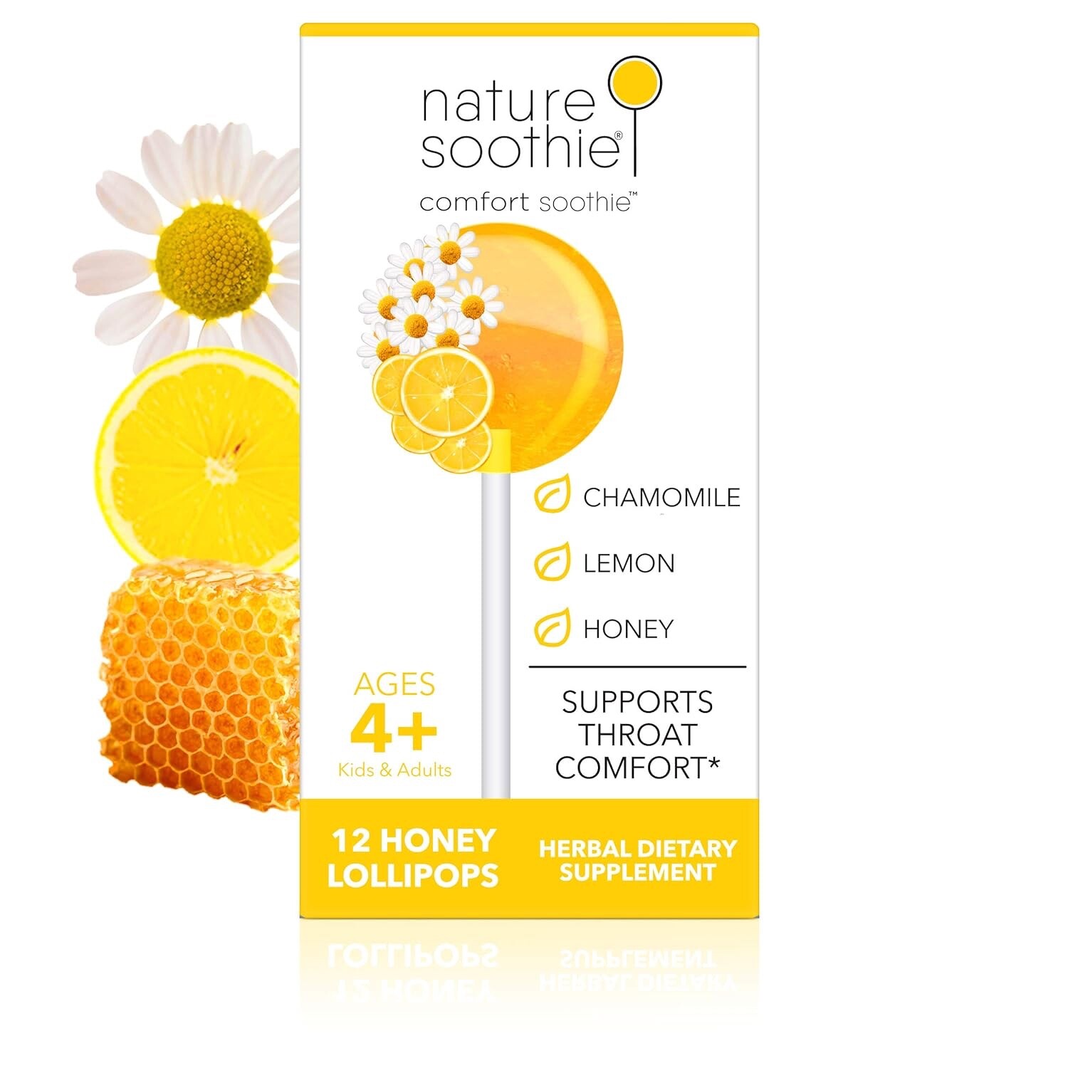 3 box Nature Soothie Comfort Soothie Honey Lollipops Lemon & Chamomile