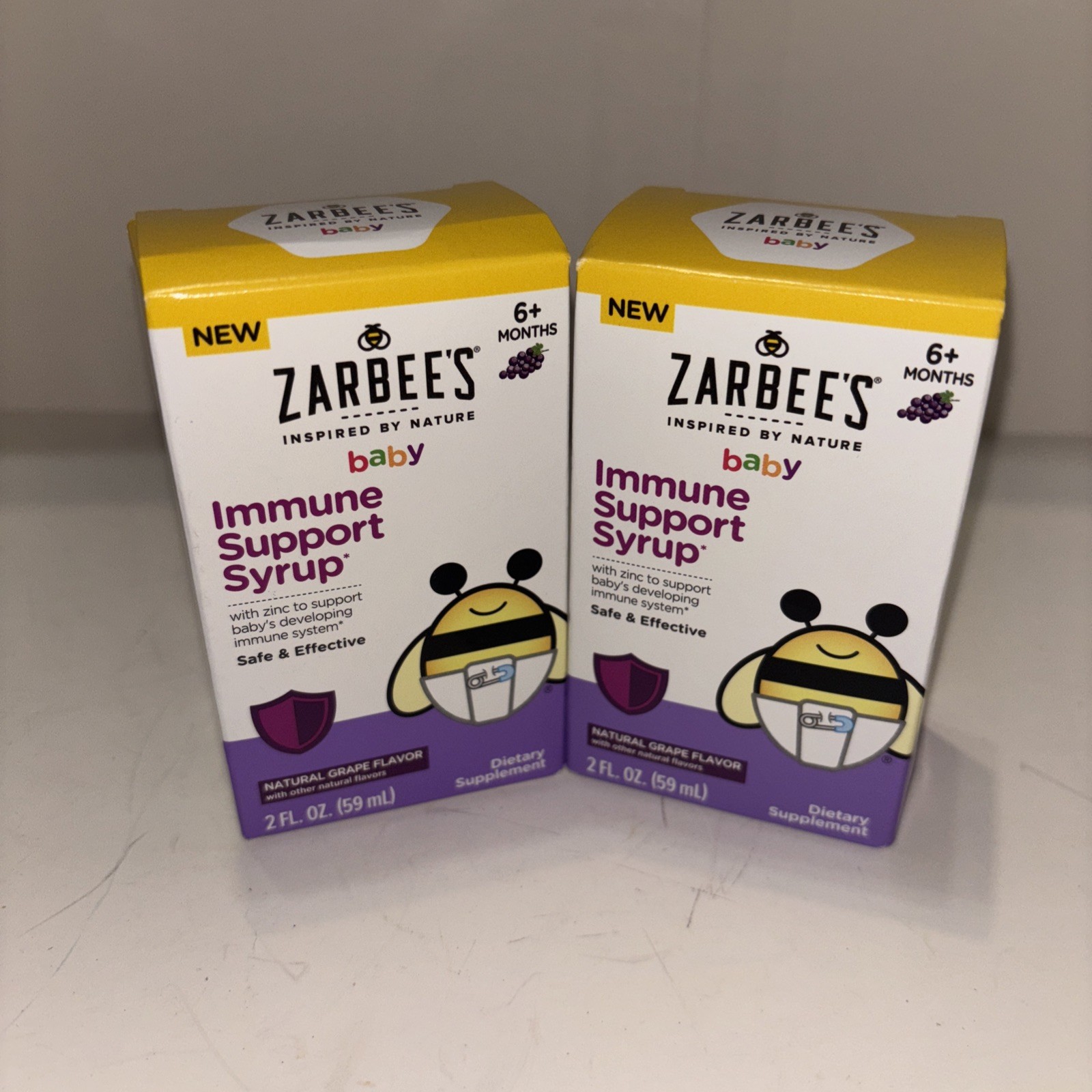 Lot Of 2 Zarbee’s Immune Support Syrup for Baby Grape Flavor 2 fl oz EXP 12/2026