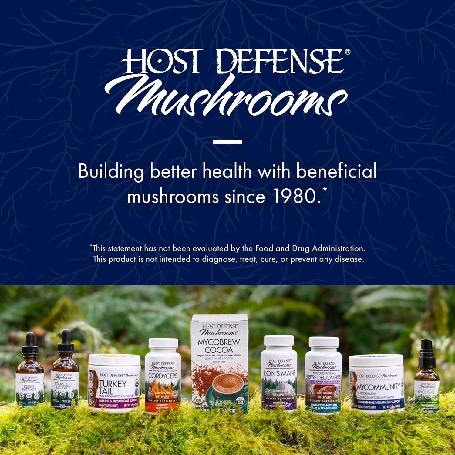 Host Defense Mushrooms, Stamets 7, Daily Immune Support, 120 Capsules