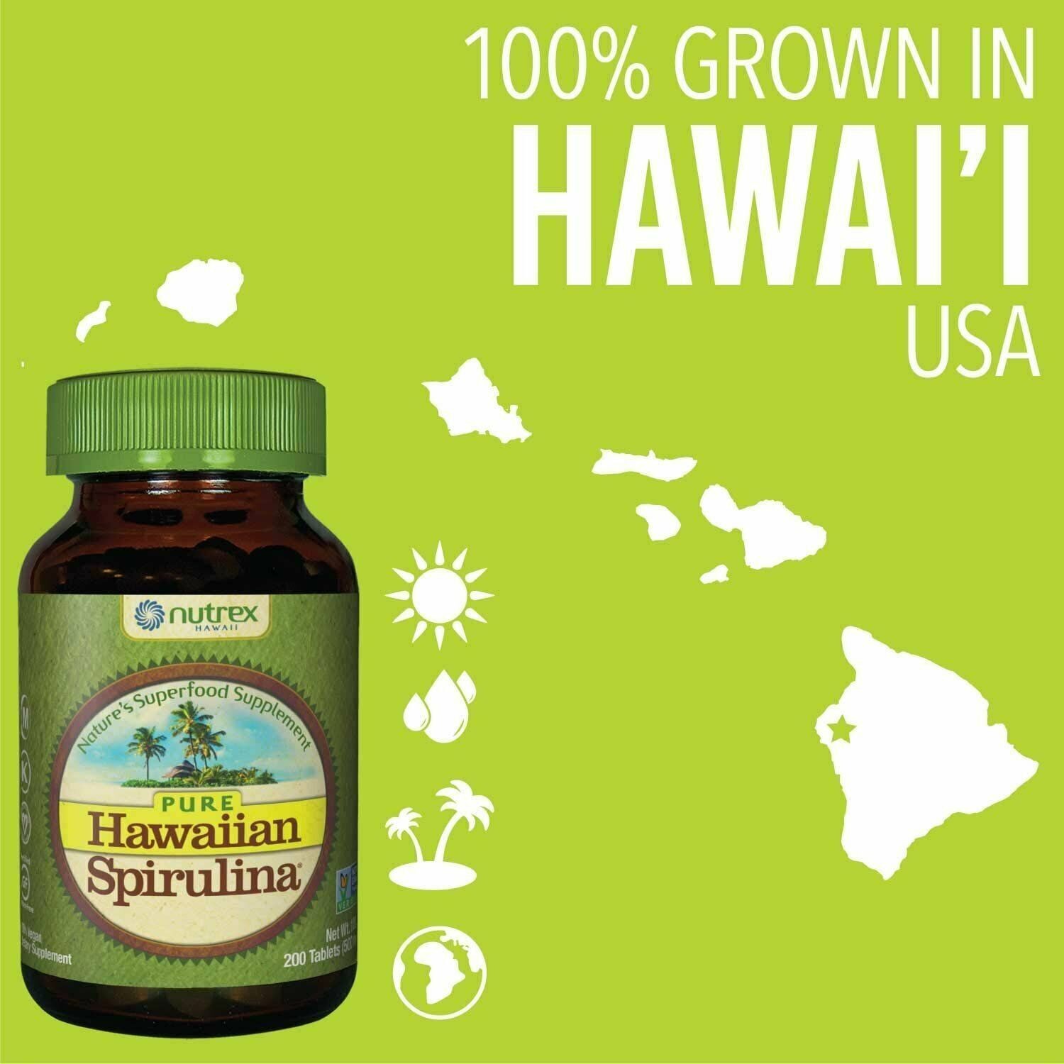 Nutrex Hawaii Pure Hawaiian Spirulina Superfood Supplement Tablets 500mg 200 ct