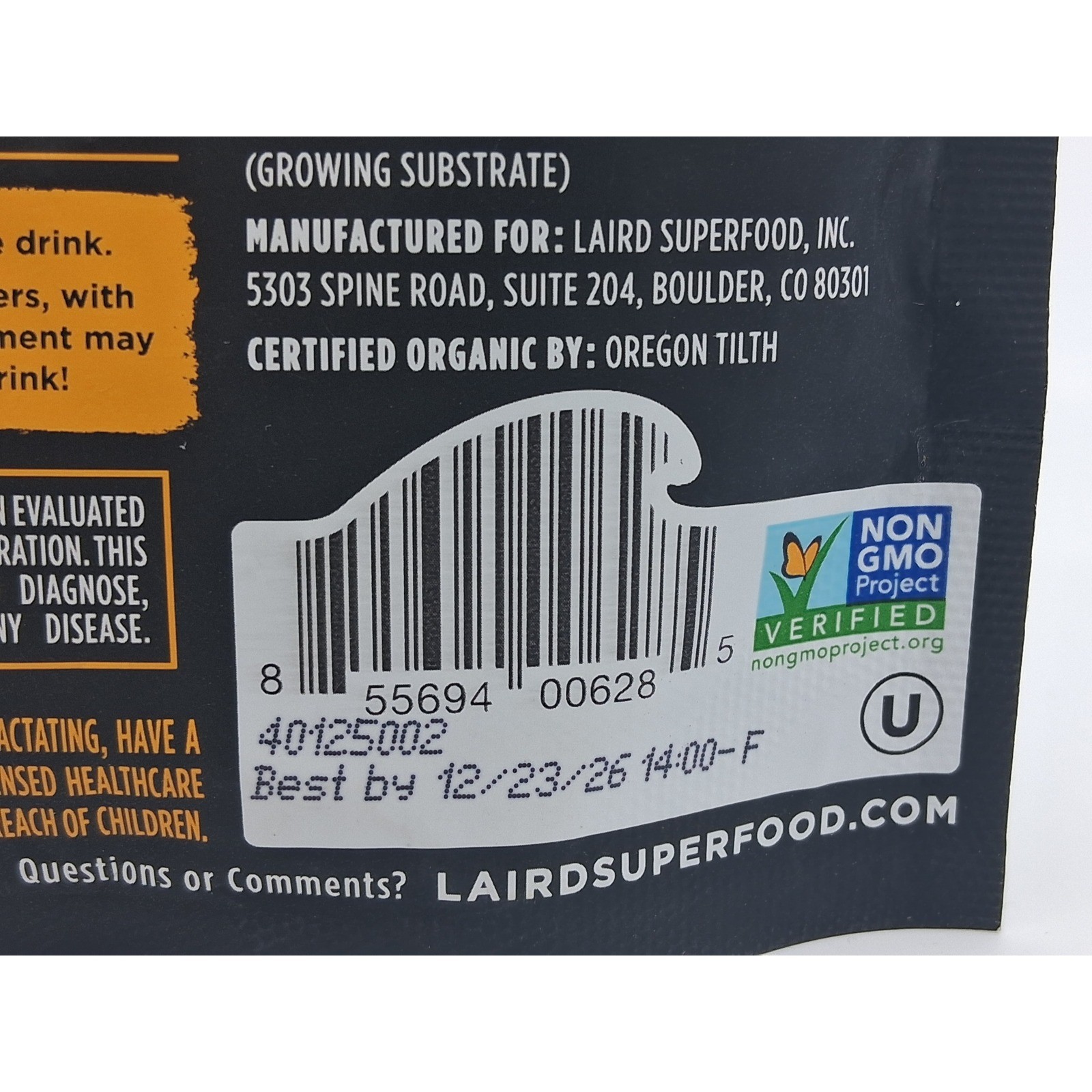 Laird Superfood Performance Mushrooms Powder – 3.17 oz, 45 servings BB 12/2026