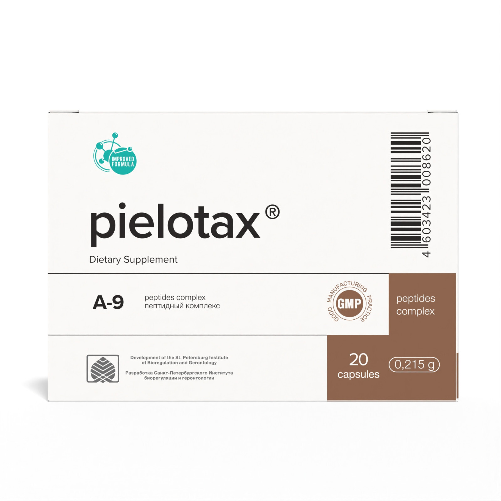 A-9 Pielotax Original Khavinson Natural Kidney Peptide Bioregulator 20 capsules