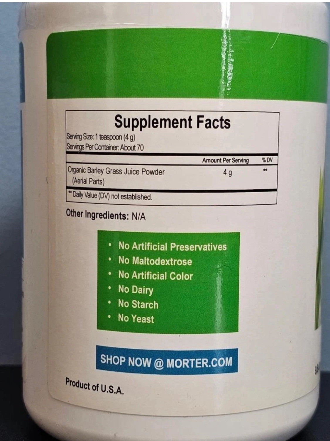 Morter B.E.S.T. BEST Process Alka Green Organic Barley Grass 9.8 oz NEW Exp 5/26