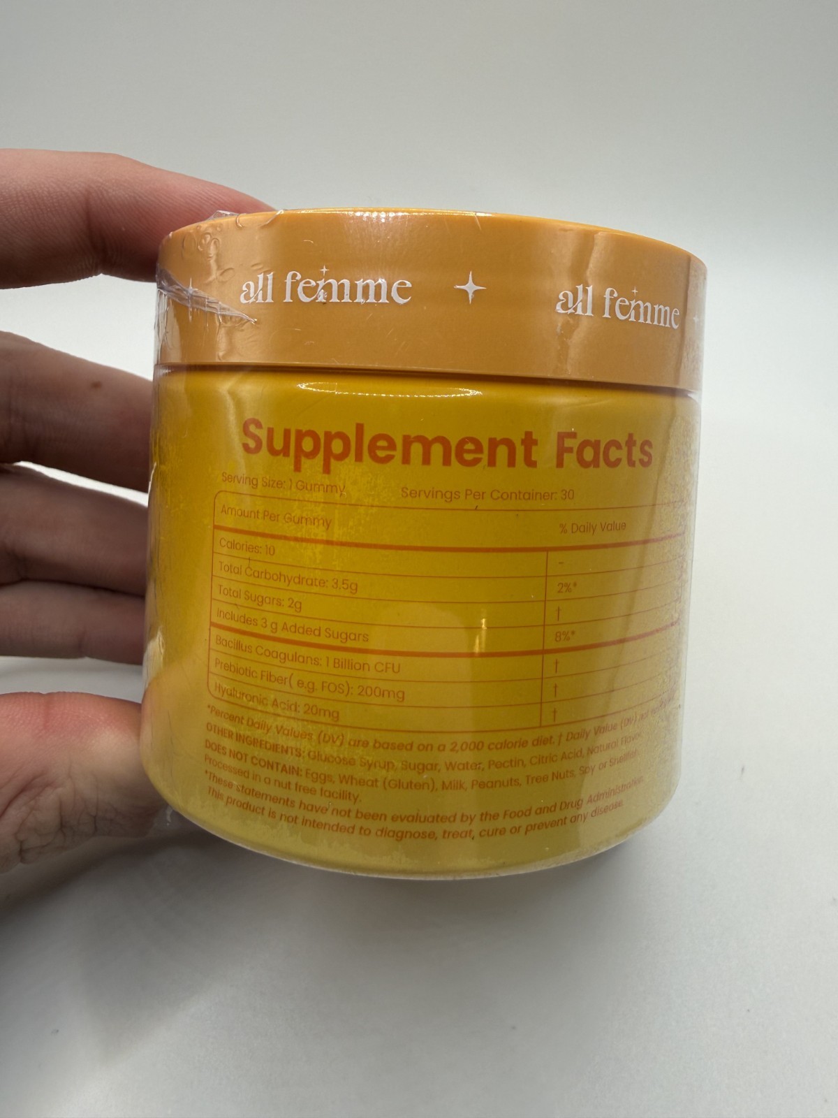 all femme FLORA+ Advanced Vaginal Support Probiotic Gummies Peach 30 Gluten-Free