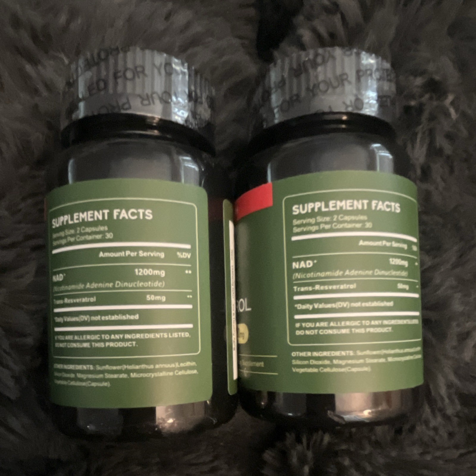 YMINGKJ NAD+ + Trans-Resveratrol Extra Strength 1250mg 60 Veg Capsules 2 bottles