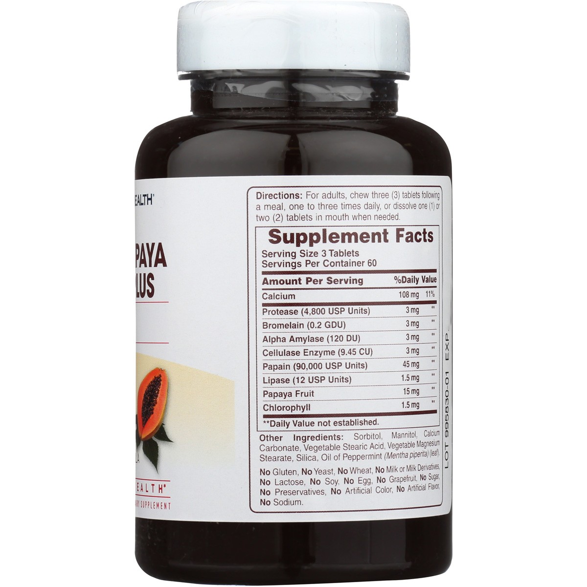 American Health Super Papaya Enzyme Plus Chewable Tablets 180 Count 1 Pack