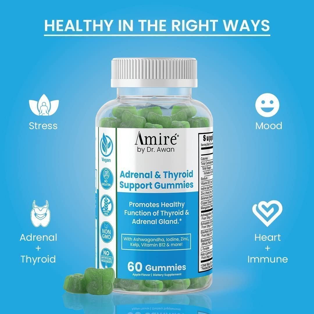 Amire by Dr. Awan Thyroid Support Gummies, Promotes Healthy Function of…