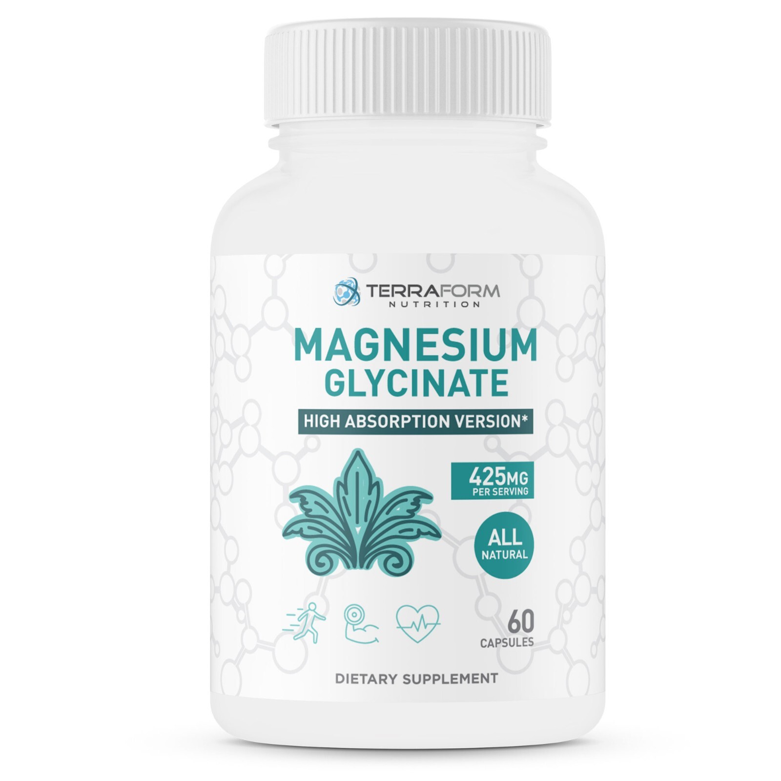 Advanced Magnesium Glycinate, 100% Chelated- 425mg/30 Serv.