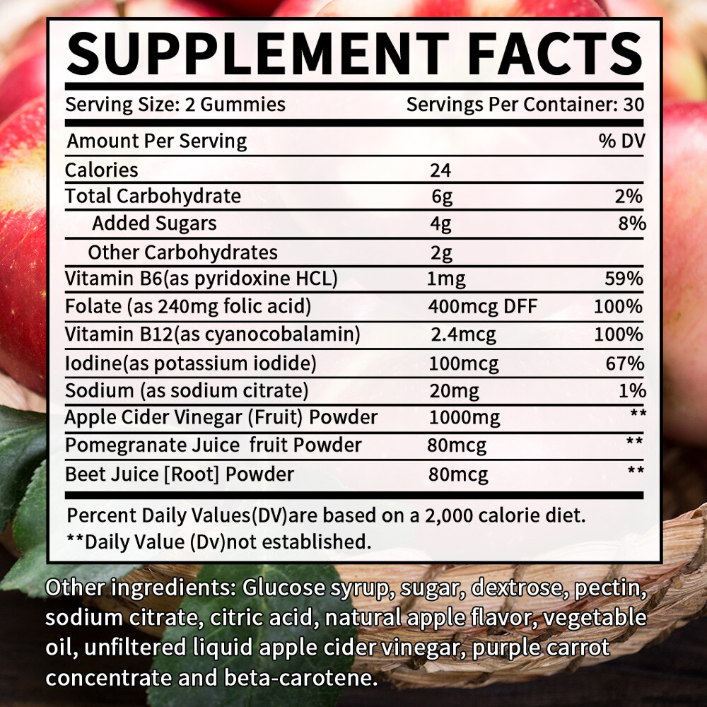 Apple Cider Vinegar Gummies Balance Weight Management,Promotes Digestive Health