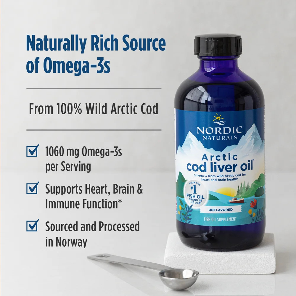 Nordic Naturals Arctic CLO – 100% Wild Cod Liver Oil, Unflavored, 8 Oz