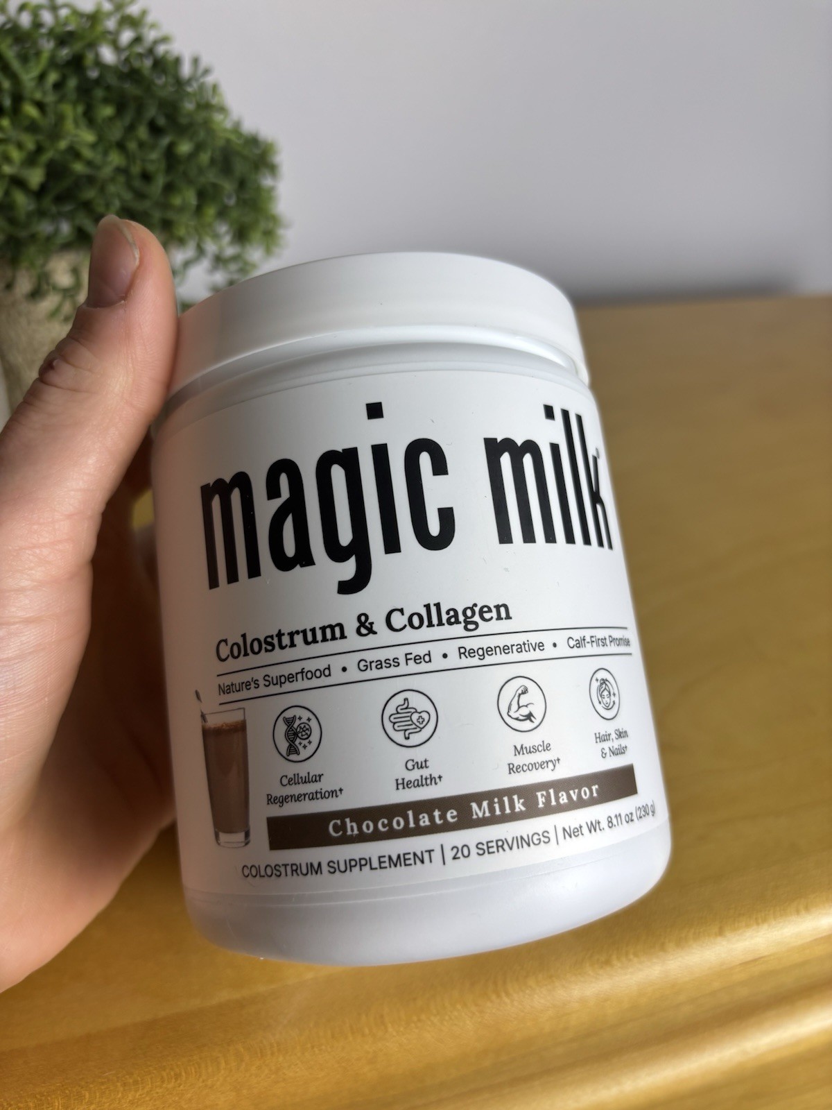 Magic Milk Colostrum + Collagen Powder Grass Fed Chocolate Milk Flavor 8.11 oz
