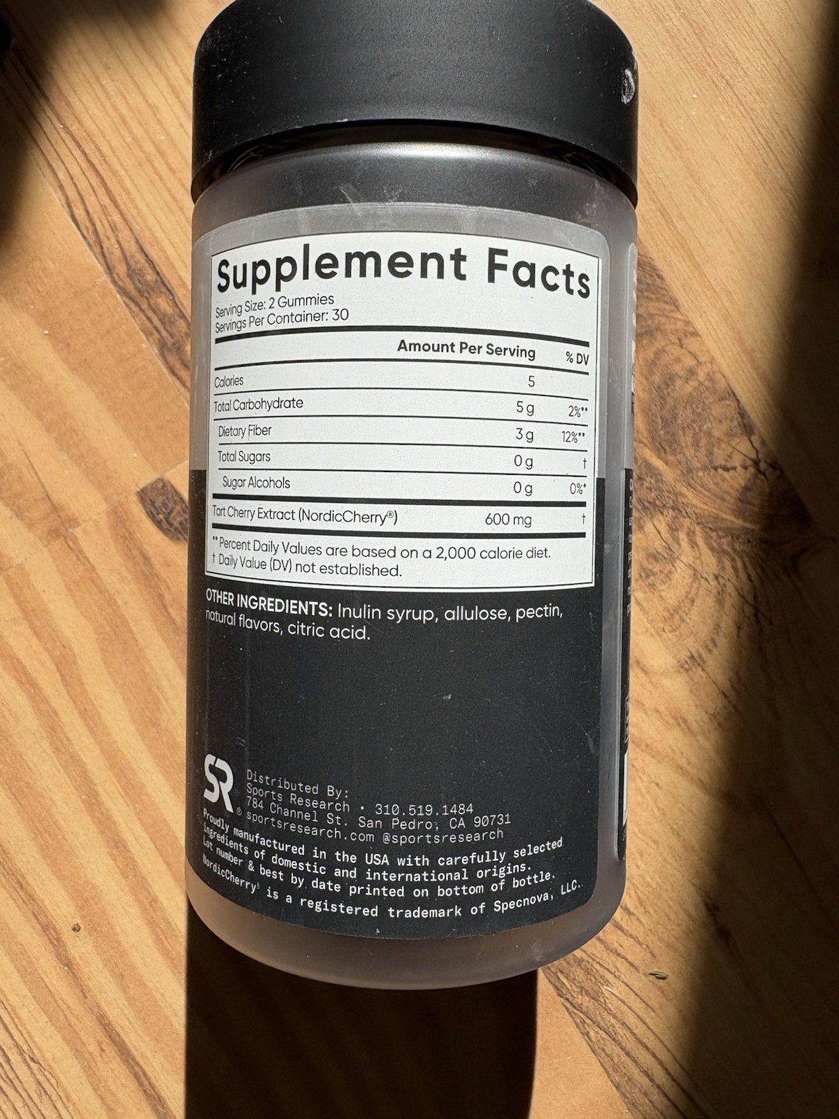 Sports Research Tart Cherry Gummies Sugar-Free Vegan Gluten-Free Non-GMO 60ct