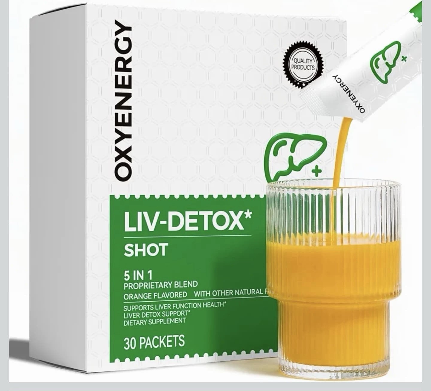 OXYENERGY LIV-DETOX Shot Orange Flavor Vegetarian Liver/Hangover Support 30 Pk