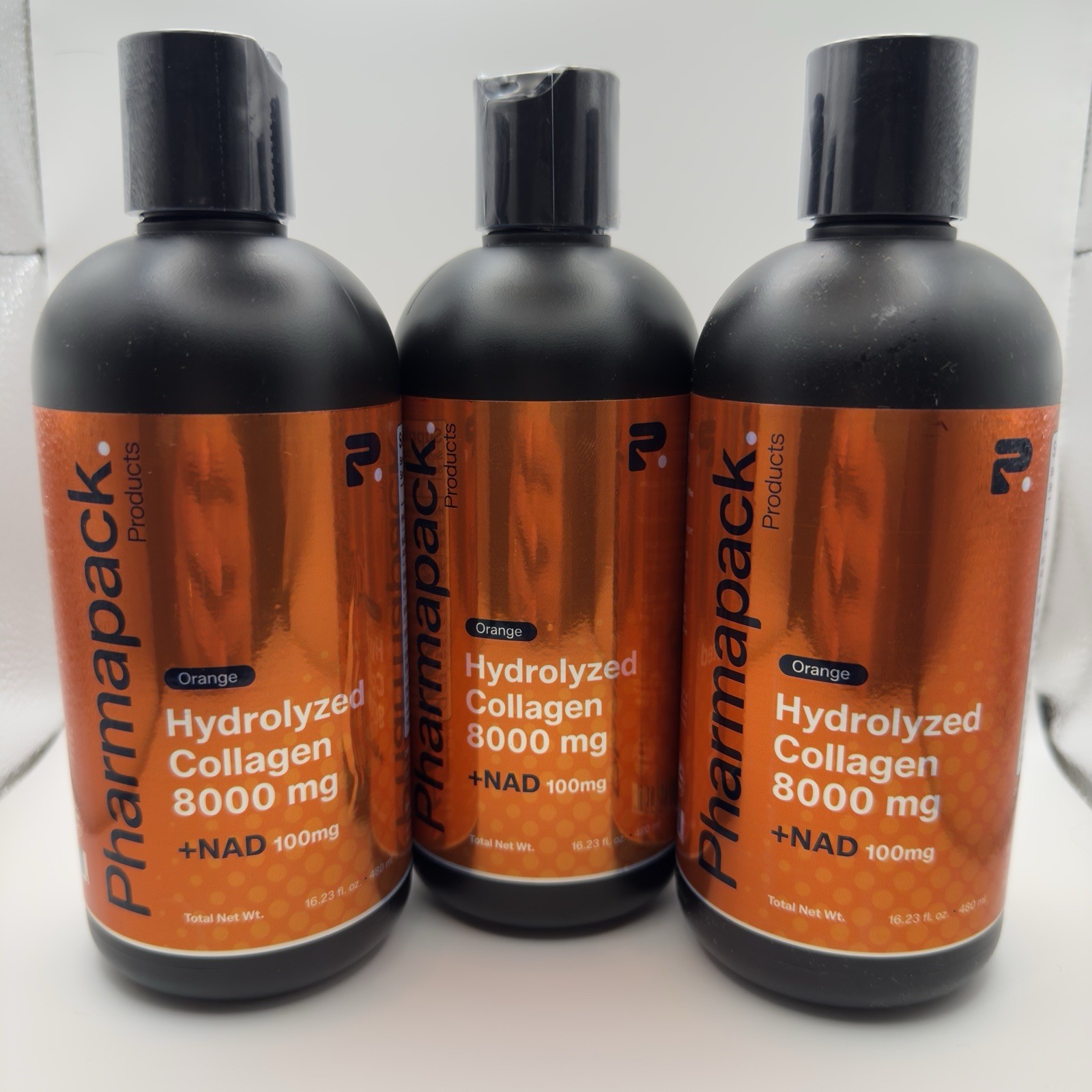 Pharmapack Hydrolyzed Collagen 8000mg + NAD+ 100mg Liquid Orange 16.23oz