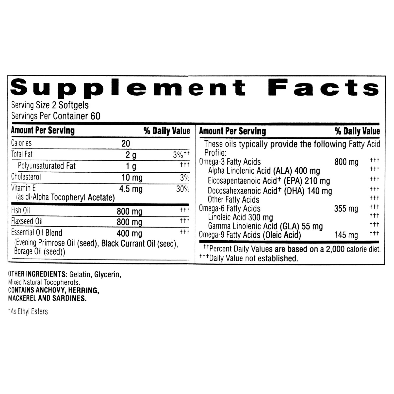 Triple Omega, Fish 800Mg, Flax 800Mg, and Borage Oil Softgels, Heart Health