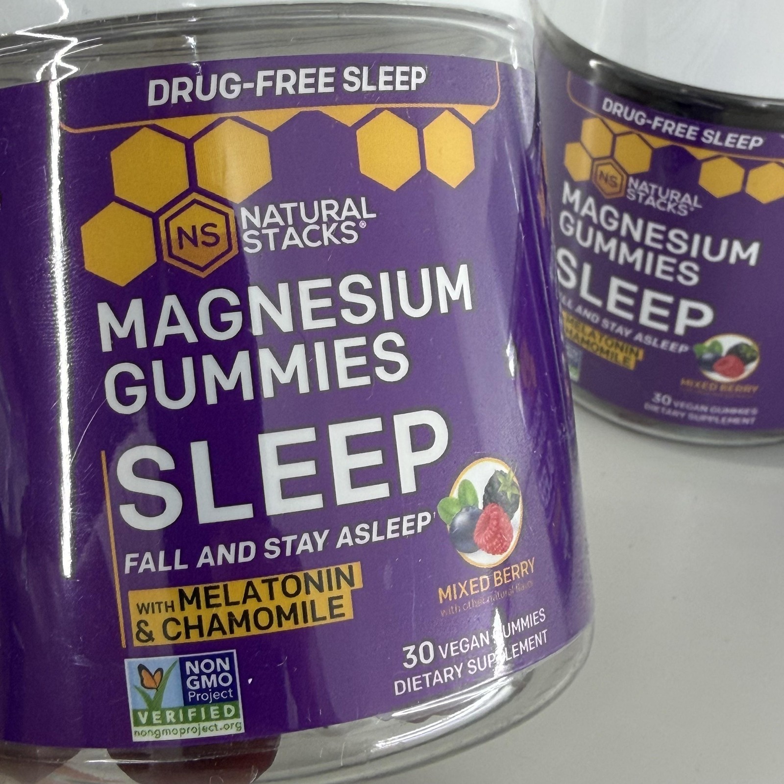 3pk Natural Stacks Magnesium Gummies Sleep 30ct Mixed Berry Vegan Exp 11/27