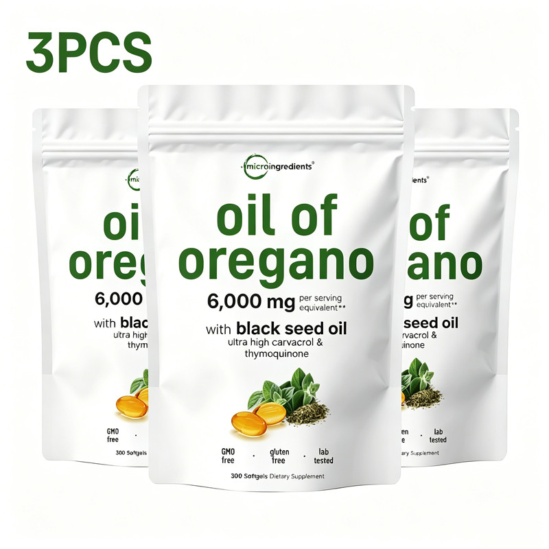 3 Pack New Oil of Oregano with Black Seed Oil, 300 Softgels Microingredients