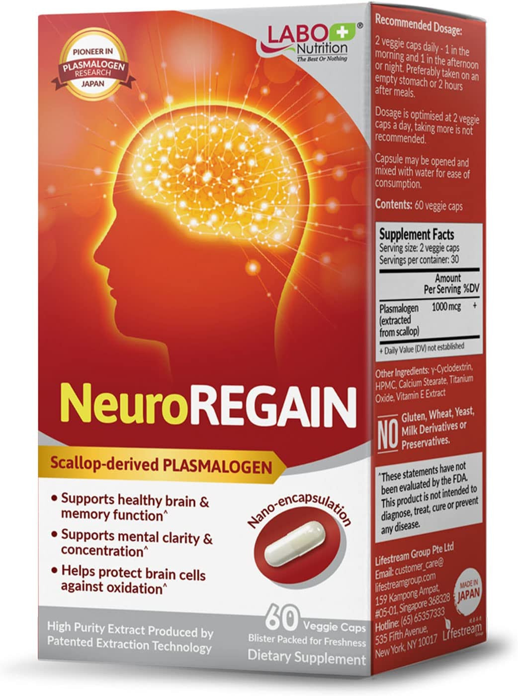 Neuroregain – Scallop-Derived PLASMALOGEN for Brain suitable for Men and Women