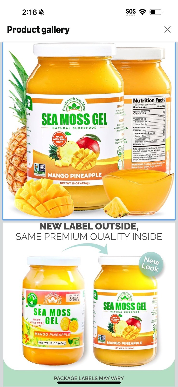 Ausreson Sea Moss Gel Mango Pineapple 10 oz (454g) Dietary Supplement