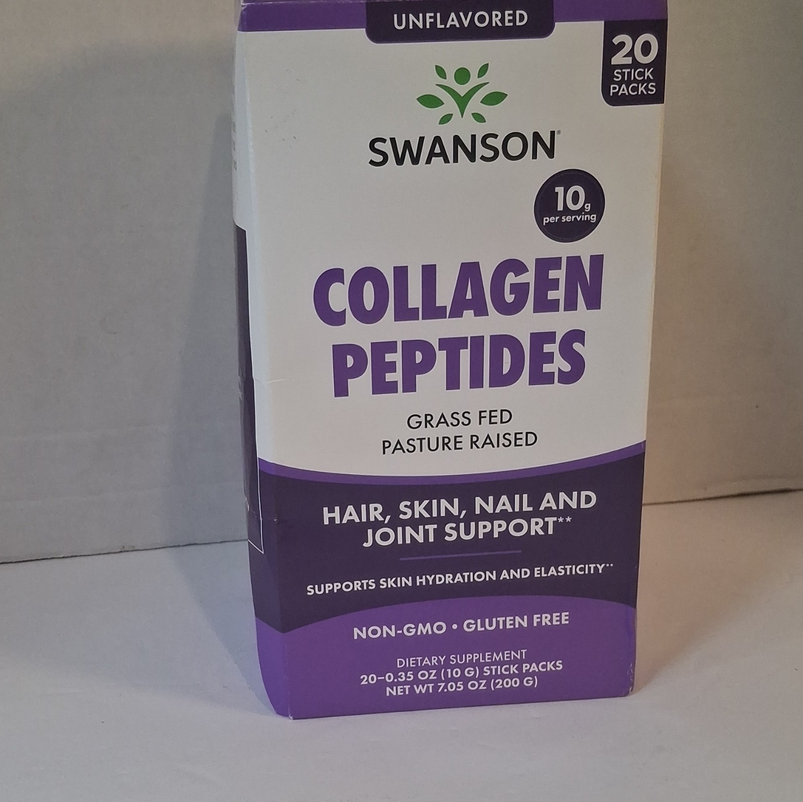 Swanson Collagen Peptides Grass Fed Non-GMO Gluten-Free Unflavored 20x10g