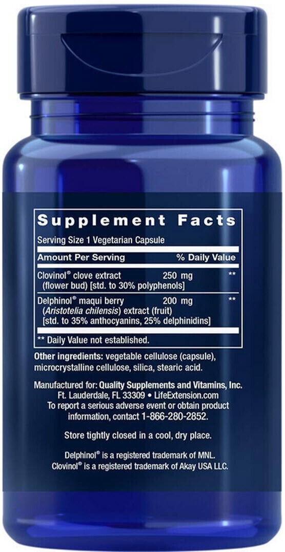 Life Extension Glycemic Guard 2X30 Caps Delphinol/Maqui berry/Clovinol
