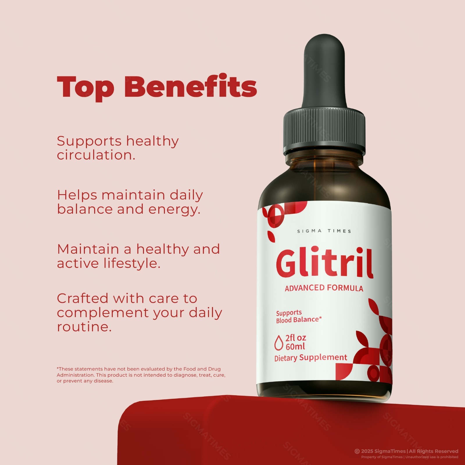 Glitril Drops – Blood Support, Balance & Circulation Liquid Supplement – 3 Pack