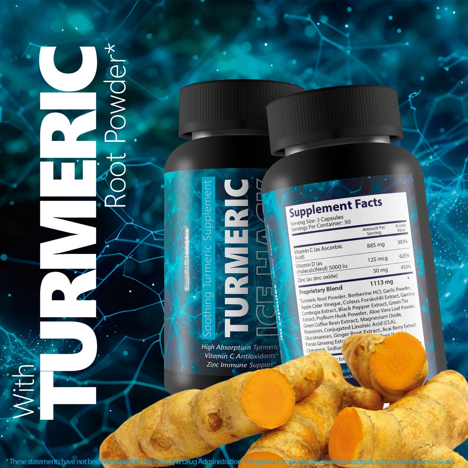 Turmeric Ice Hack Pills – Soothing Nervous System Support – Swelling Support