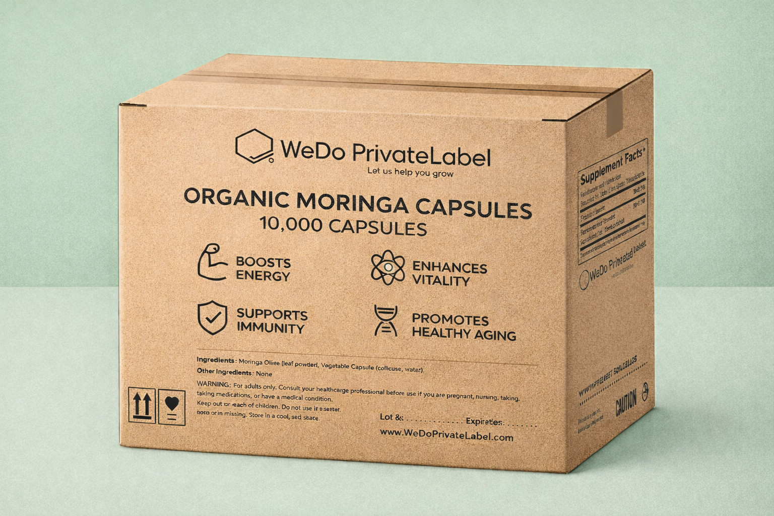 Organic Moringa 1000mg Capsules – 10,000 Capsules – Bulk