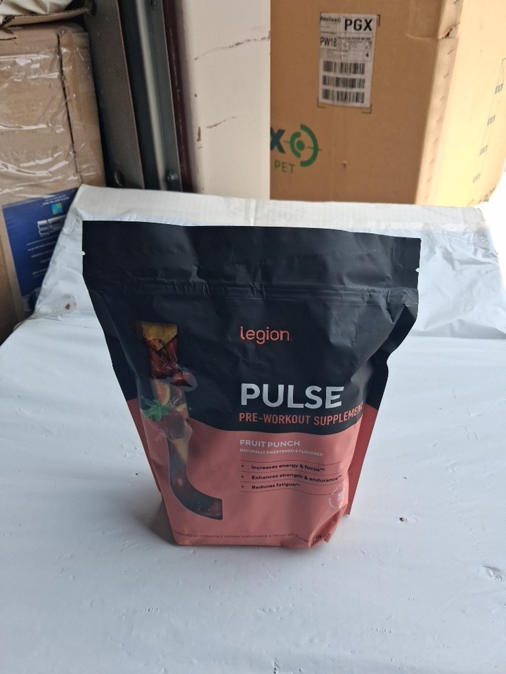 Legion Pulse Pre-Workout Supplement, Fruit Punch Favor. 20 Servings. 40 Packets