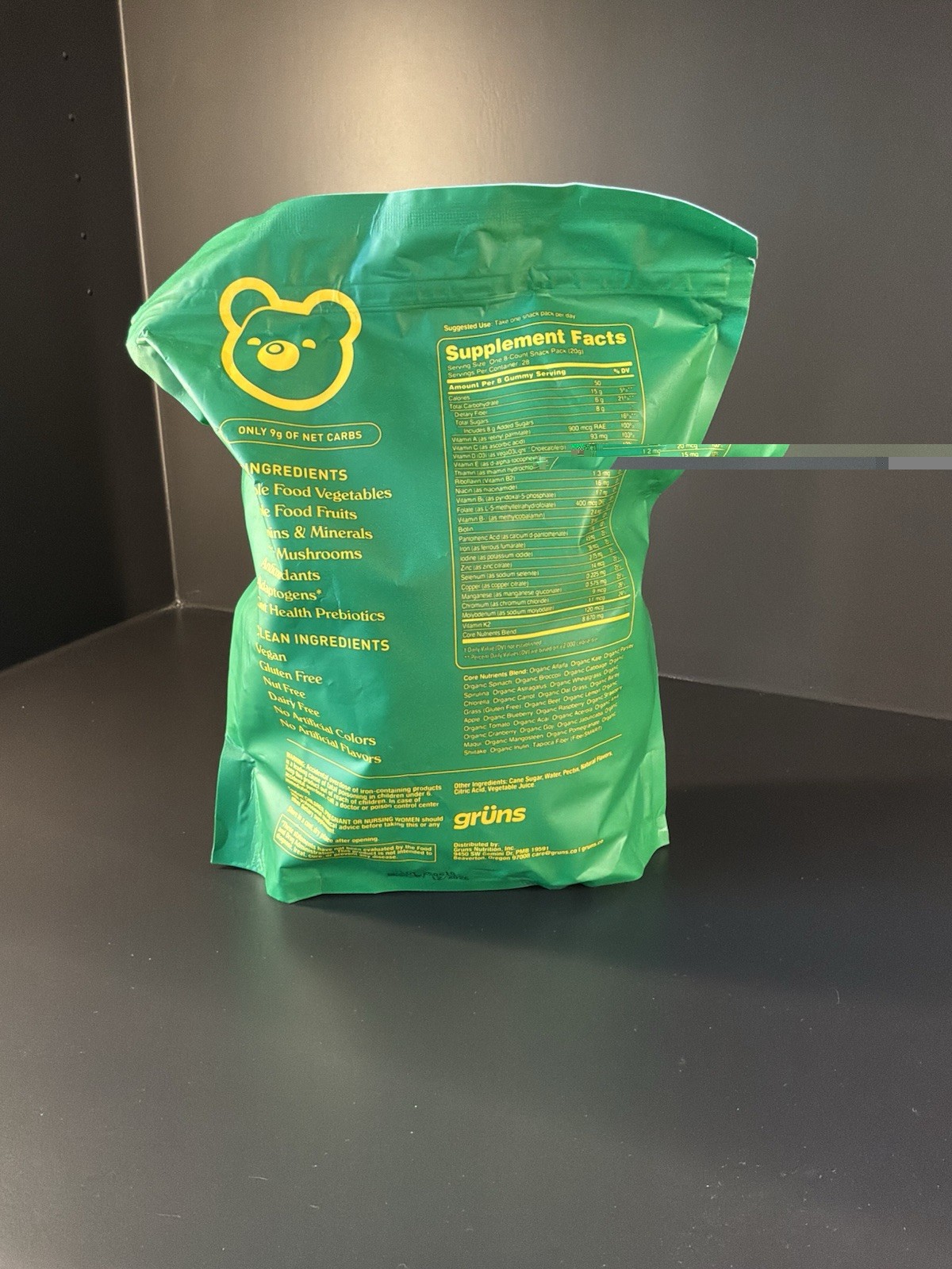 grüns Superfood Greens Gummies 224ct Vegan Gluten Free Fresh & Sweet Exp 12/2026