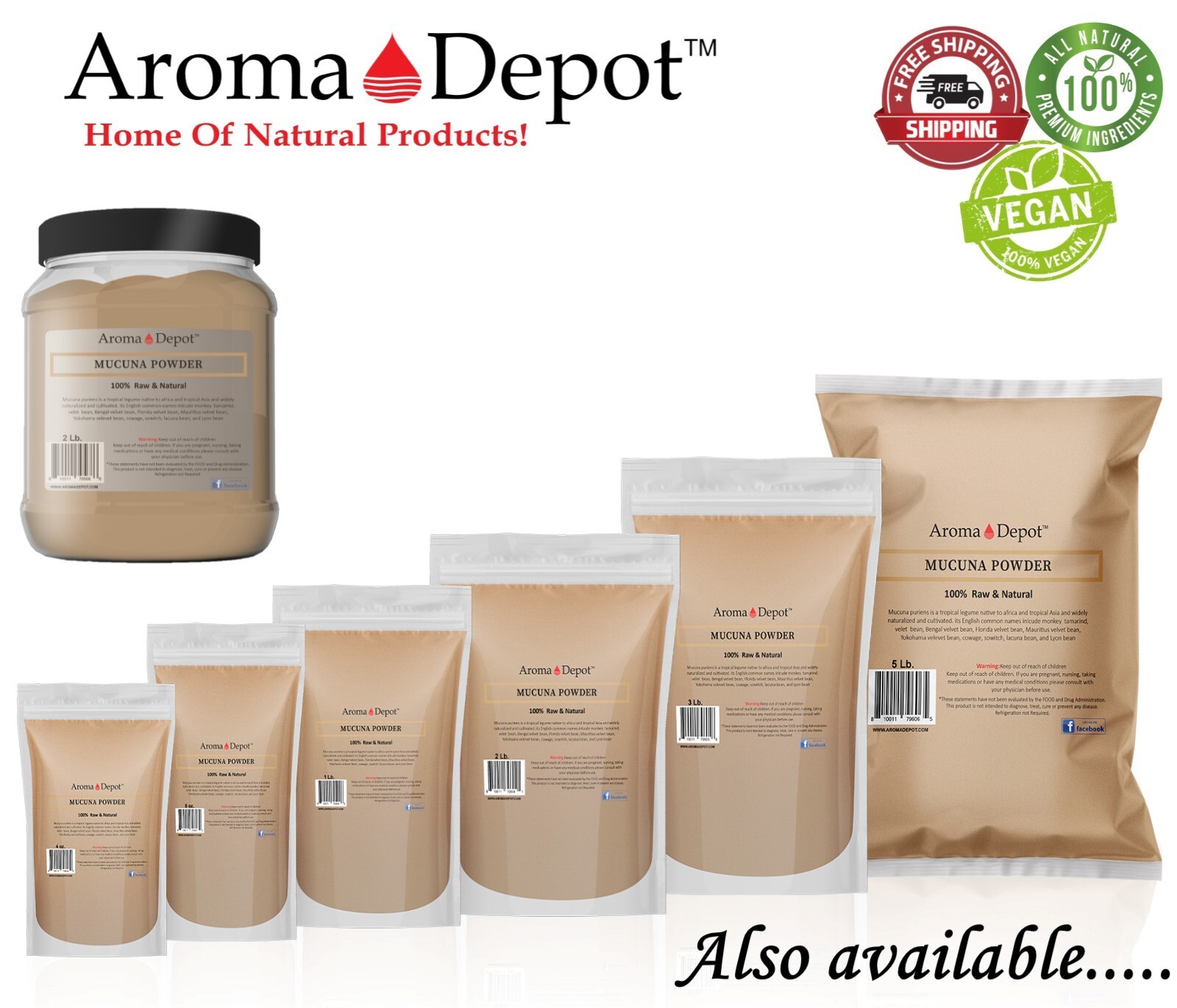 Mucuna Powder 5 lb. 100% Pure Natural Pruriens Bean Haba del Terciopelo en Polvo