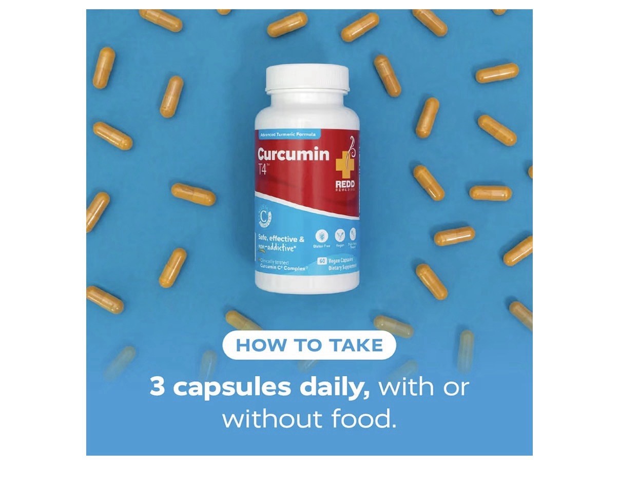 Redd Remedies Curcumin T4 Natural Pain Relief Advanced Formula 60 Vegan Capsules