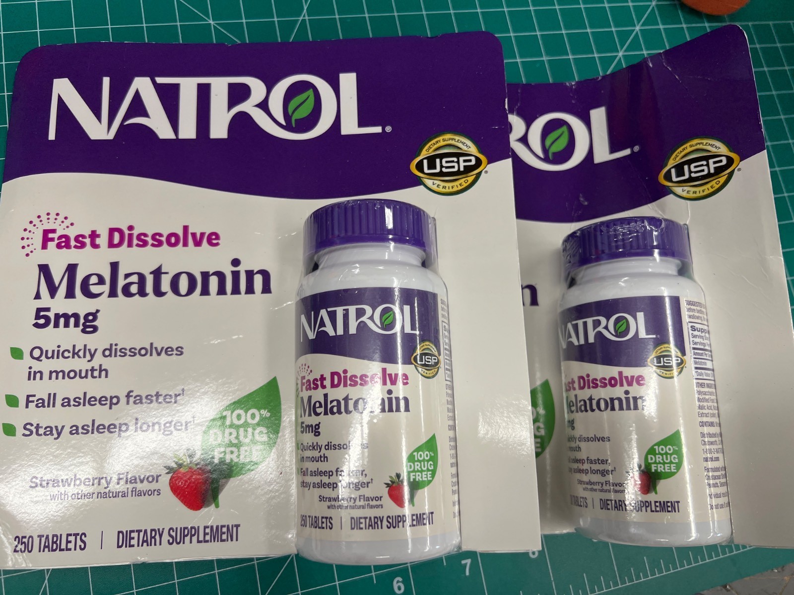 (2packs) Natrol Melatonin 5mg Fast Dissolve, 250 Tablets (Strawberry Flavor)