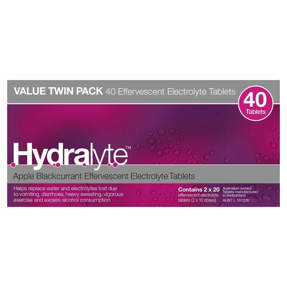 Hydralyte Effervescent Electrolyte Apple Blackcurrant Flavoured 40 Tablets