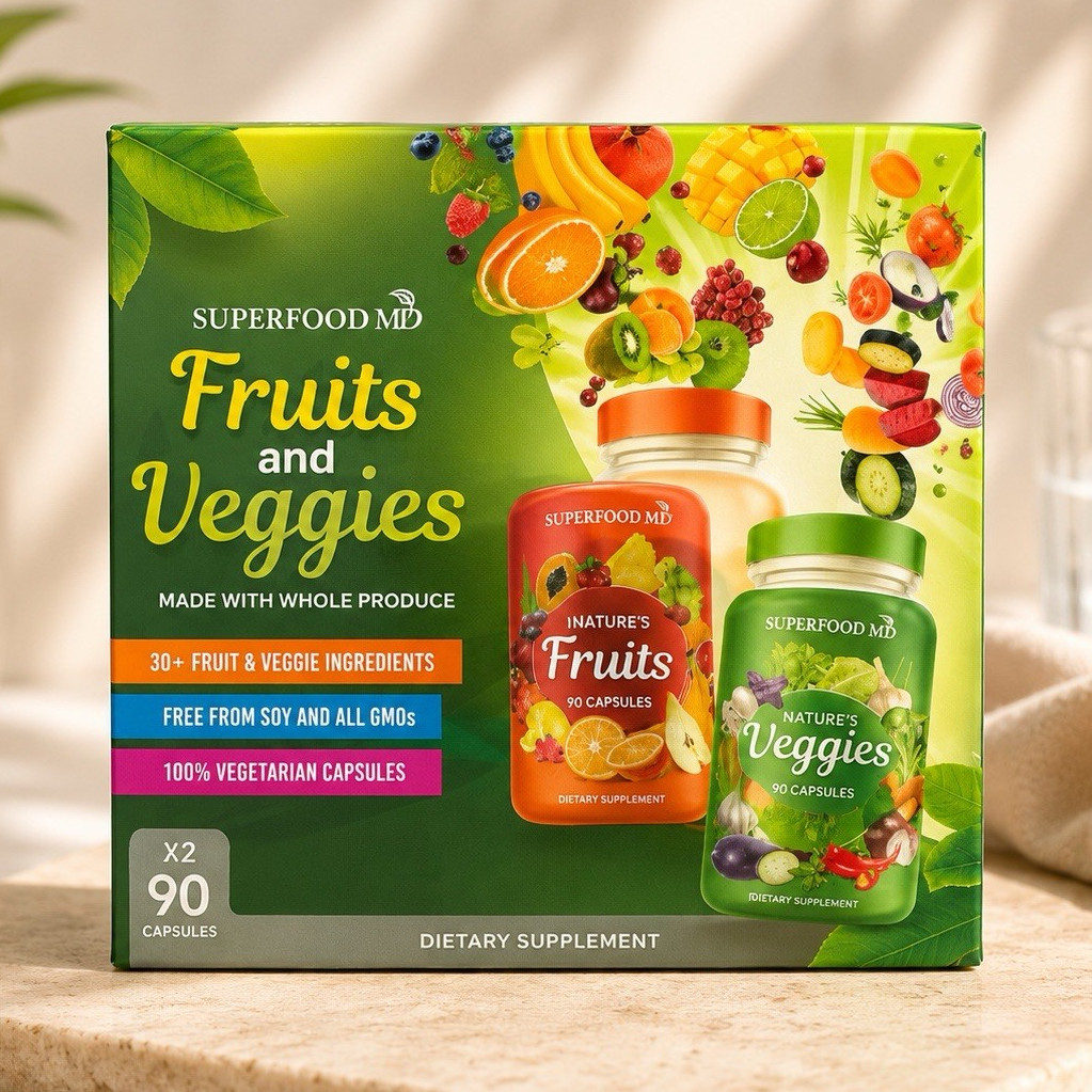 Superfood MD Fruits & Veggies Superfood Capsules 180ct Vegetarian GMO/Soy-Free