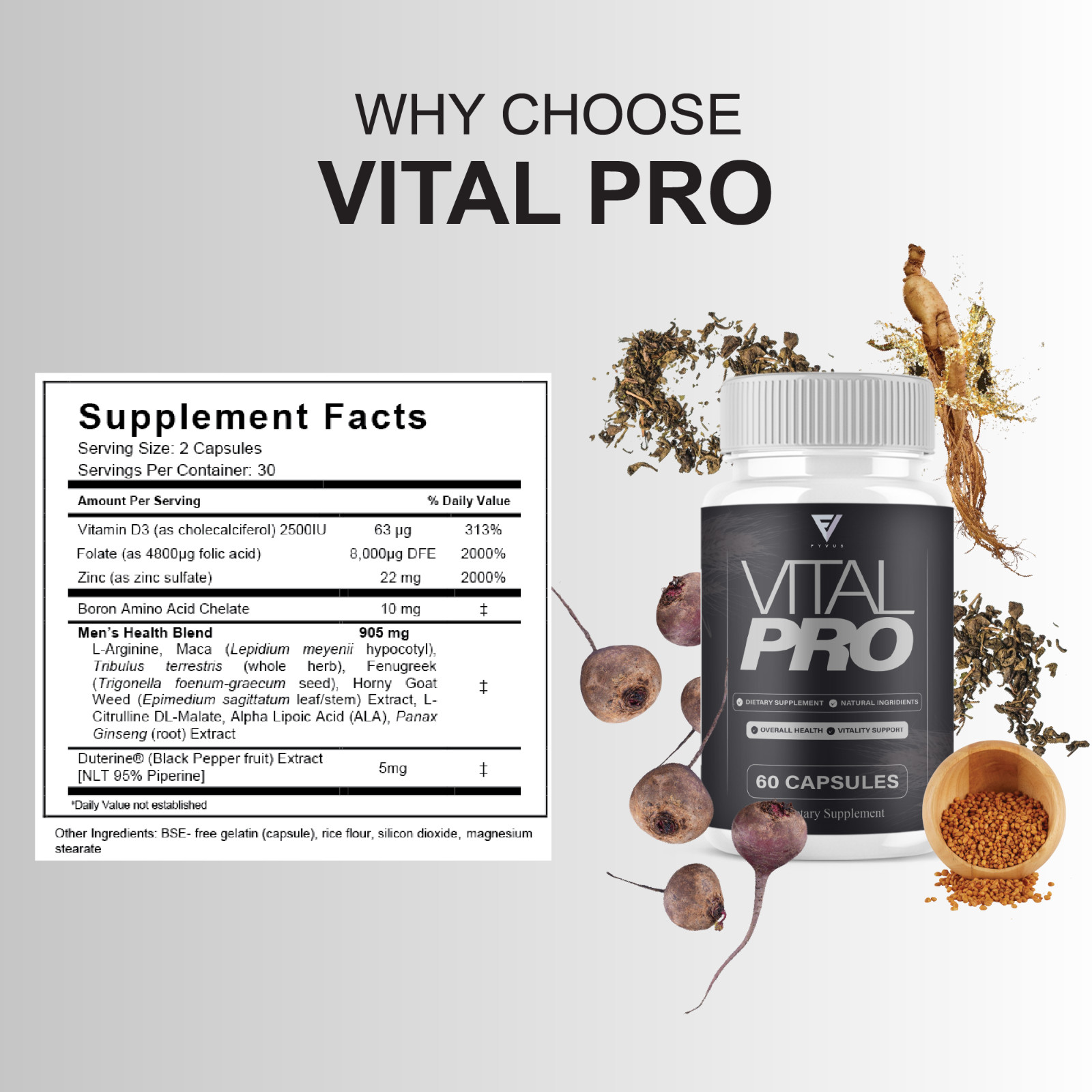 (5 Pack) Vital Pro Capsules, Vital Pro Performance Supplement (300 Capsules)