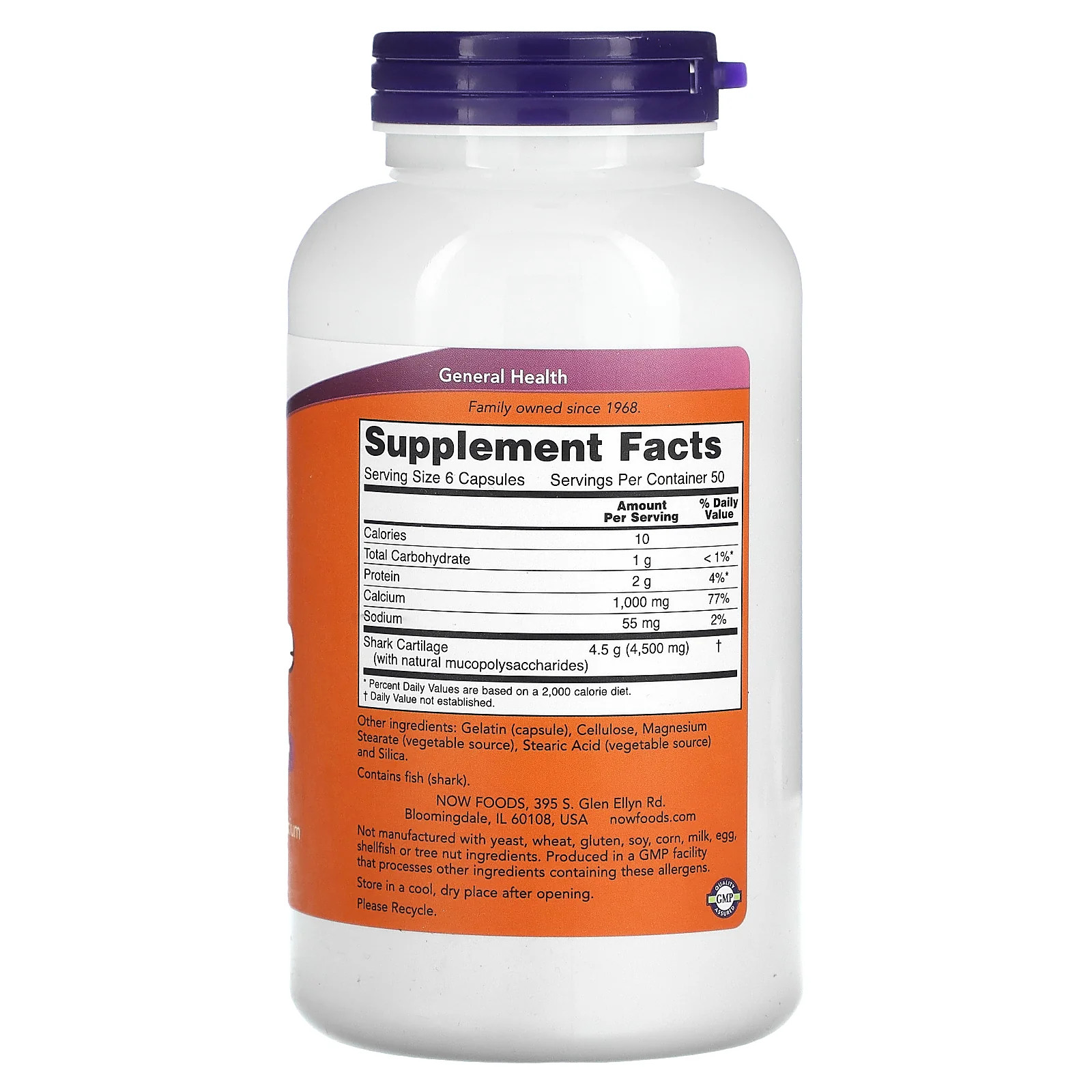 2 X NOW Foods, Shark Cartilage, 750 mg, 300 Capsules