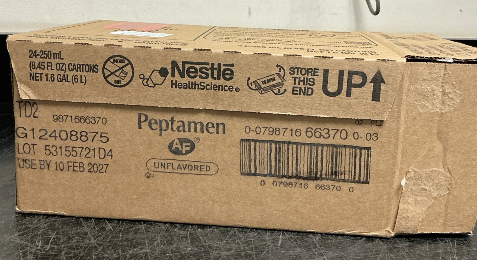 Open Box 24 250 mL Carton Nestle Peptamen Unflavored Peptide Formula 02/2027