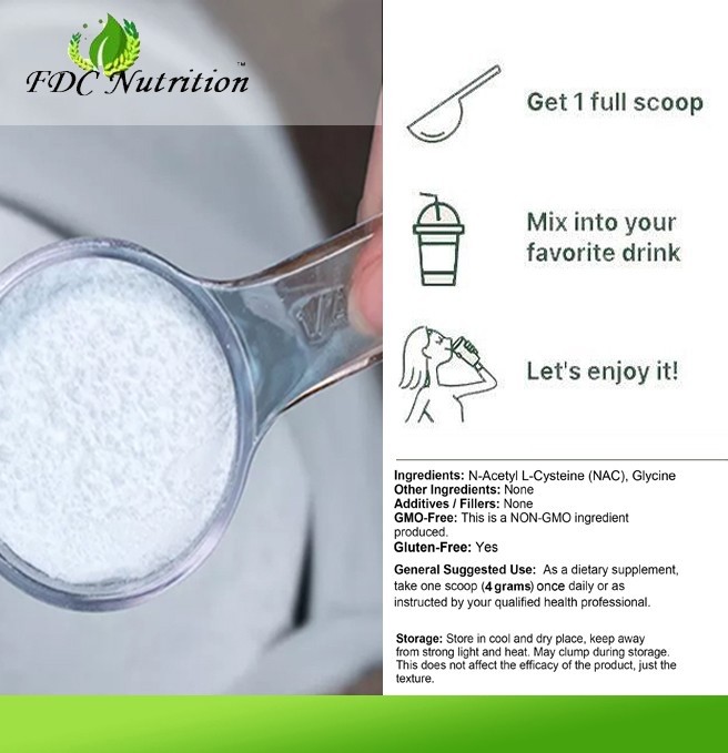 FDC NUTRITION NAC + Glycine Pure Powder (250 Grams) Unflavored – Vegan