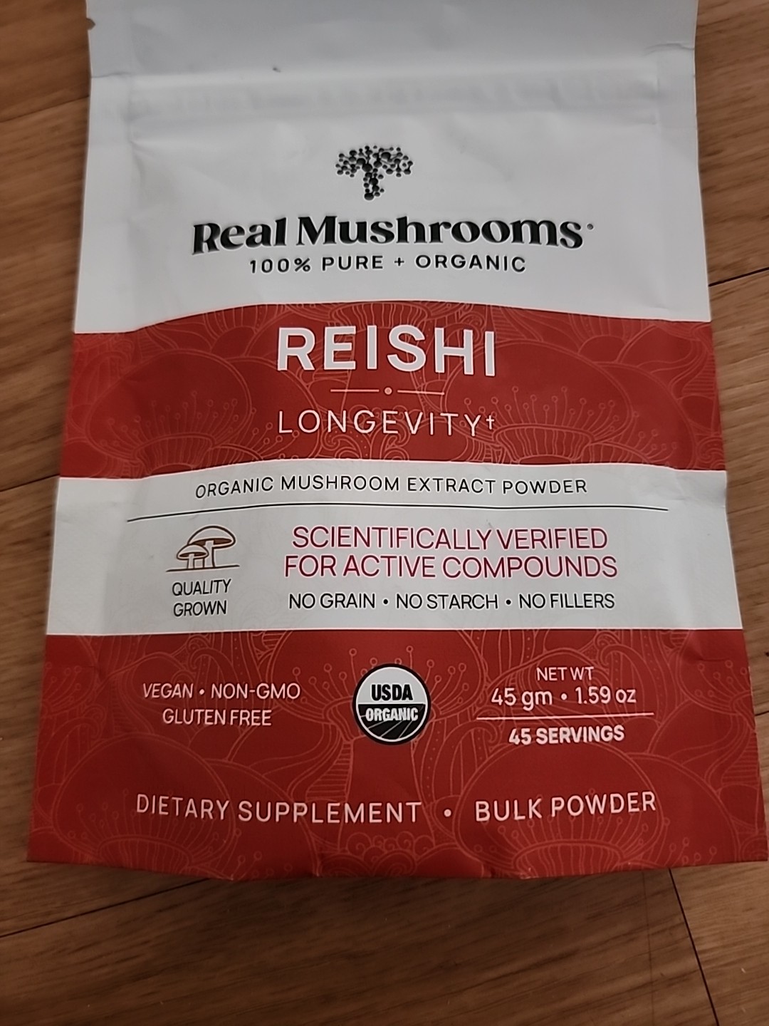 Reishi, Organic Mushroom Extract Powder, 1.59 oz (45 gm) Sealed