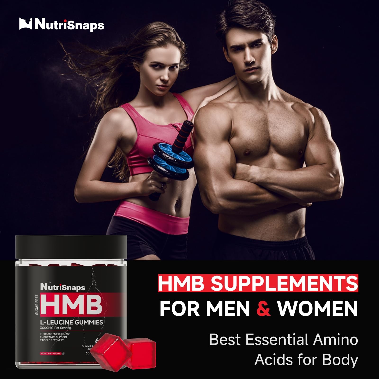 Sugar Free HMB and Leucine Gummies, 1 Count (Pack of 60)
