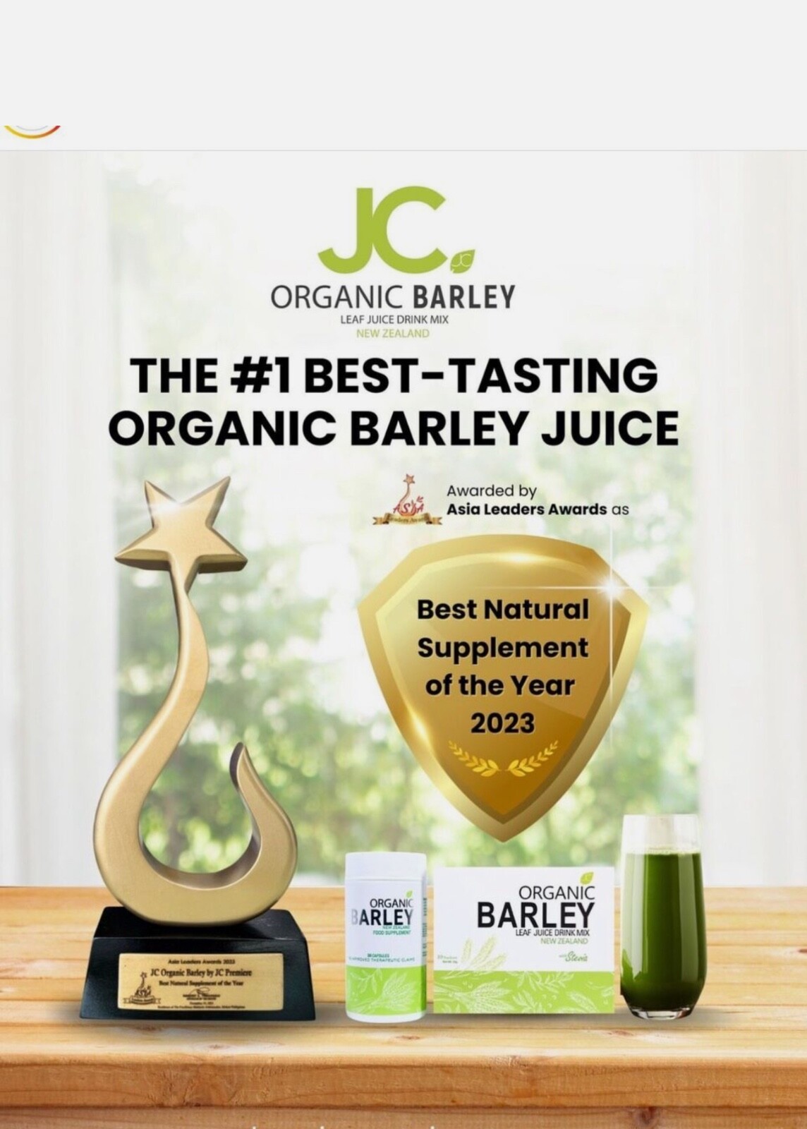 JC pure organic barley power juice with stevia from New Zealand