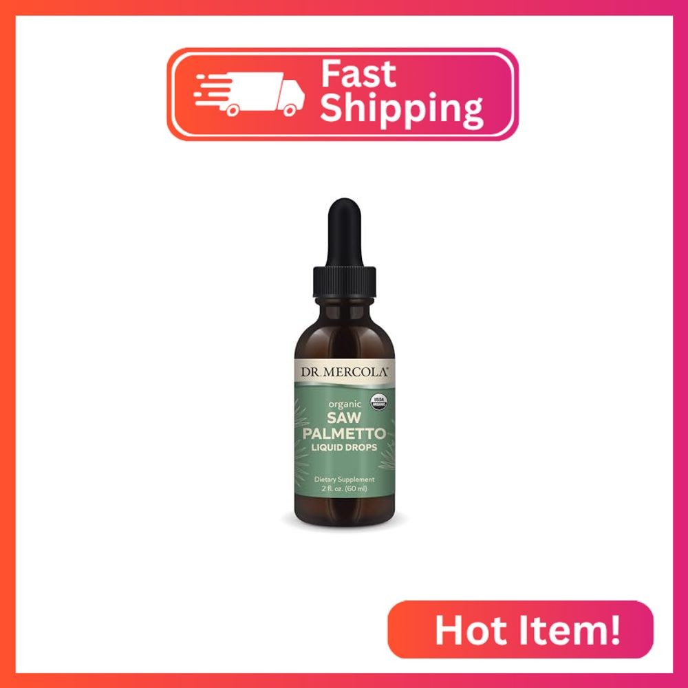 Dr. Mercola Saw Palmetto Liquid Drops, 2 Fl. Oz. (60 mL), 30 Servings, Dietary S