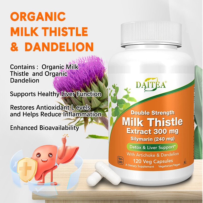 Milk Thistle Supplement – Double Strength 300mg for Liver Cleanse Detox & Repair