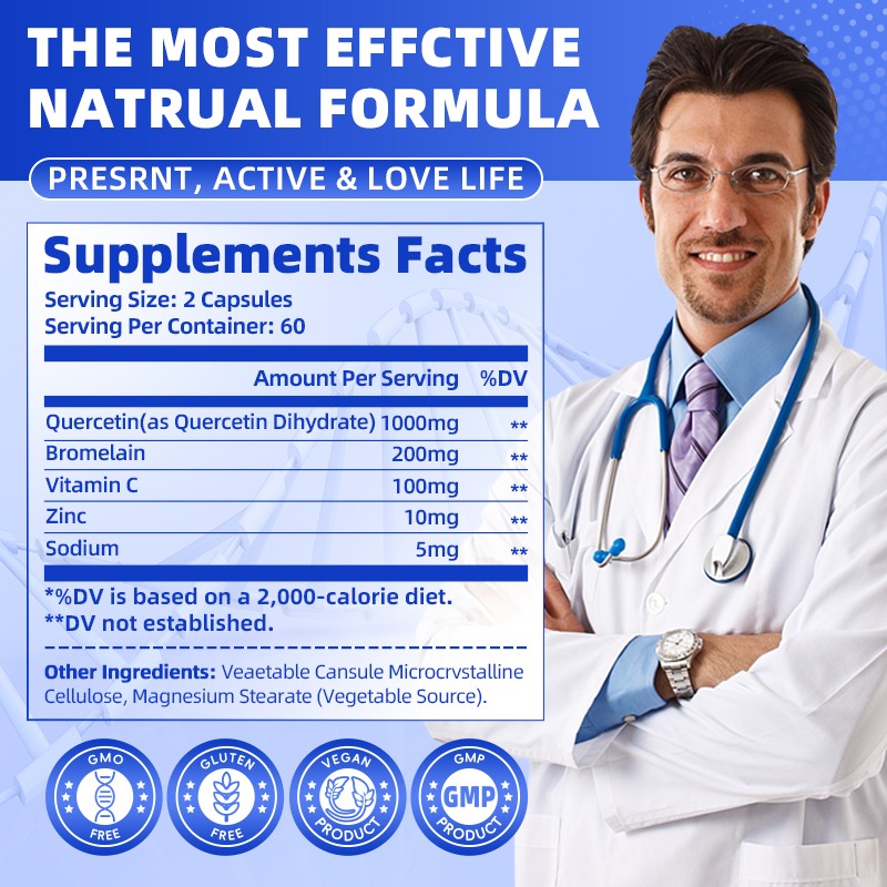 Quercetin 1000MG with Bromelain & Zinc – Natural Immune Support Supplement