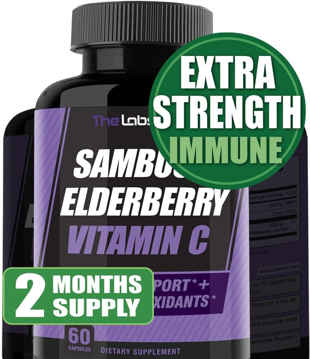 USA Black Sambucus Elderberry Antioxidant Zinc Vitamin C Extra Strength Immune