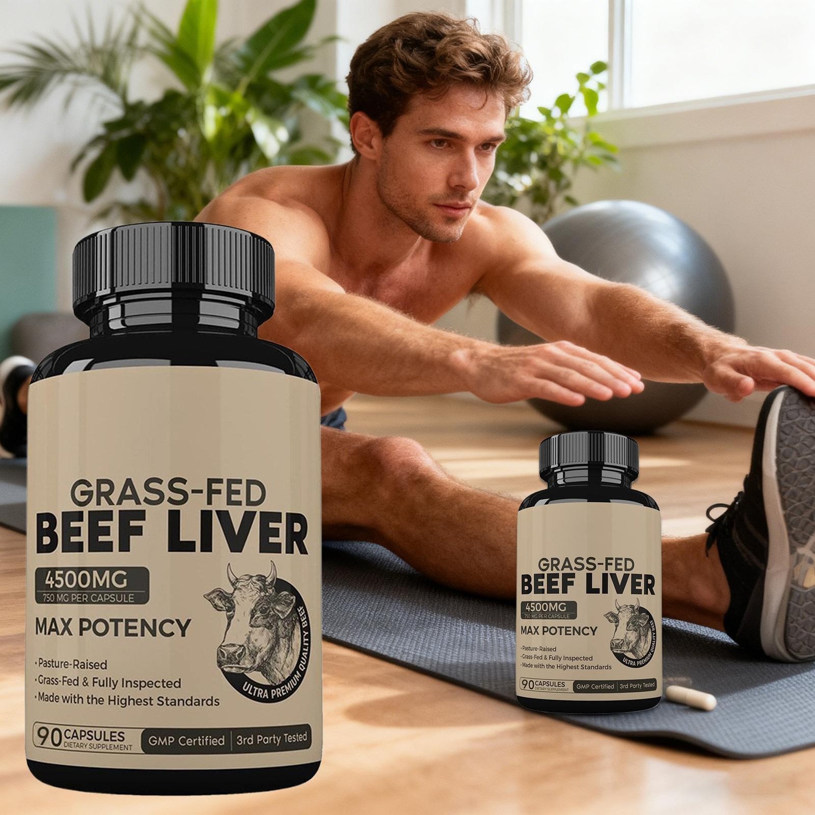 Grass Fed Beef Liver Capsules 4500mg 90 Count Dessicated Liver Supplement *1-2